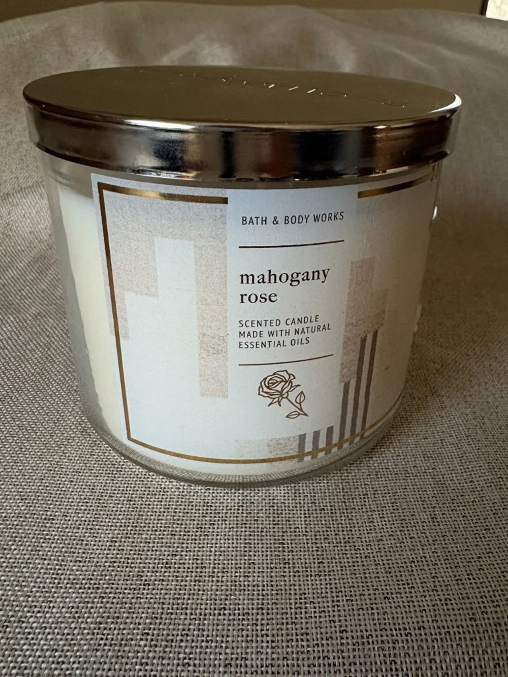 Bath & Body Works Mahogany Rose 3 Wick Candle New in Box - Picture 1 of 8